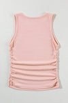 Black Plain Ruched Side Slim Tank Top