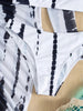 Horizon Haze 3-Piece Tie Dye Bandeau Bikini Set for Women – Strapless Tube Top with Long Sleeve Semi-Sheer Cover-Up Dress for Summer – Artistic Stripe Print Swimwear Ensemble for Bold Summer Fashion by Stevvex