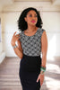 Boat Neck Top in Geometric Print - Small only by Retrolicious