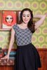 Boat Neck Top in Geometric Print - Small only by Retrolicious
