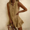 Cotton-Linen Ruffle Hem Sleeveless Mini Dress – 6 Colors, S–2XL by FitiqueFit