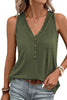 Black Half Button V Neck Patched Pocket Tank Top