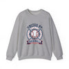 United by Baseball Crewneck Sweatshirt | Patriotic Baseball Graphic, Vintage Red White Blue by Tristan’s Treehouse