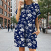 Floral Print Loose Pocket Dress | Round Neck Short Sleeve by FitiqueFit