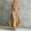 Women's Lace-Up Waist-Cinching Sleeveless Maxi Dress by FitiqueFit