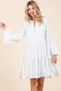 Tiered Notched Flare Sleeve Dress – Playful and Stylish Dress with Flare Sleeves and Notched Neckline by Stevvex