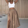 Women’s Cropped Vest & High-Waisted Slit Skirt Matching Set by FitiqueFit