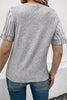 Bright Pink Ribbed Splicing Sleeve Round Neck T-shirt
