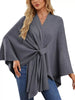 Solid Color Tie-Front Knit Cape Top by Wild and Free Boutique