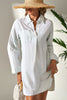 Striped Johnny Collar Long Sleeve Mini Shirt Dress