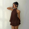 Women's Backless Halter Neck High-Waist Mini Dress with Puffy Skirt by FitiqueFit