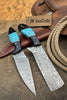 Handmade Damascus Skinner 7”–8” Knife Set Cowboy Ranch Blades Turquoise Handle with Sheath by JW SteelCrafts