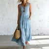 Women's Cotton Linen Sleeveless Loose Maxi Dress by FitiqueFit