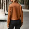 Faux Suede Cropped Jacket with Stand Collar — Vintage Short Coat / Fall Outwear by FitiqueFit