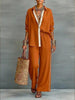 Contrast-Color Long-Sleeve Shirt & Pants Set – Two-Piece by FitiqueFit
