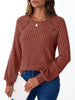 Ribbed Knit Decor Button Long Sleeve T-Shirt by Simply Love
