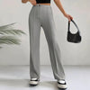 Women's High-Waisted Straight Flare Pants with Stitching Detail by FitiqueFit
