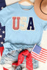 Light Blue USA Patriotic Printed T Shirt by Wild and Free Boutique