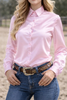 Pink Champagne Crystal Heart Satin Button Up Rodeo Shirt by Neon Spur