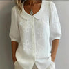 Women's Loose-Fit Retro 3D Embroidered Floral Shirt – Buttoned Casual Top by FitiqueFit