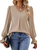 V-Neck Long Sleeve Ruffle Cuff Blouse by Wild and Free Boutique