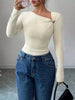 Ribbed Knit Asymmetrical Long Sleeve T-Shirt by Simply Love