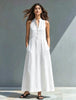 Women's Stand-Collar A-Line Maxi Dress – Resort & Vacation Style by FitiqueFit