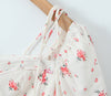 French Style Retro Square Collar Puff Sleeve Rope Lace-up Dress