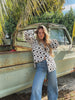 White Wedding Retro Floral Button Up Blouse by Lil Bee's Bohemian