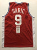 Autographed/Signed Dario Saric Philadelphia Red Basketball Jersey JSA COA