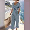 Women's Loose Irregular Short-Sleeve Two-Piece Set by FitiqueFit