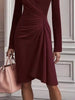 Front Ruched V-Neck Long Sleeve Dress by Wild and Free Boutique