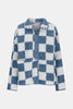 Elegant Checkered Snap Down Long Sleeve Teddy Jacket Soft & Warm Colorful Jacket by Stevvex