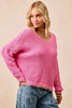 BiBi V-Neck Sweater with Colorful Trim by FitiqueFit