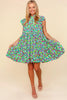 Frilled Mock Neck Ditsy Floral Dress – Mock Neck Floral Dress, Frilled Floral Dress, Ditsy Floral Dress, Tiered Floral Dress, Elegant Floral Dress, Feminine Floral Dress, Pocketed Floral Dress by Stevvex
