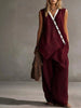 Women's Boho V-Neck Button Vest & Wide-Leg Pants Set by FitiqueFit