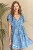 New Summer Printed V-Neck Ruffle Sleeve Mini Dress For Summer – Feminine Floral Print Dress, Stylish, Fashionable, Flirty & Fun by Stevvex