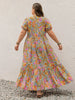 Plus Size Printed V-Neck Short Sleeve Maxi Dress Elegant & Flowy Summer Dress For Girls by Stevvex