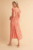 Cutout Back Floral Square Neck Puff Sleeve Midi Summer Dress For Women – Elegant & Feminine with Modern Details, Perfect for Special Occasions by Stevvex