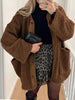 Modern Cozy Women Luxuriously Cozy Contrast Button Up Sherpa Jacket with Pockets For Fall & Winter by Stevvex