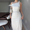 Summer French Style Temperament Slant Shoulder Bundle Waist-tight Temperament Slimming Dress