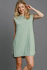 Round Neck Sleeveless High-Low Curved Hemline Mini Dress – Trendy High-Low Dress, Sleeveless Mini Dress, Curved Hemline Dress, Flattering Round Neck Dress, Chic High-Low Dress by Stevvex