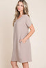 V-Neck Short Sleeve Dress with Pockets For Women – Casual, Stylish and Practical Dress with a Feminine V-Neck Design and Convenient Pockets by Stevvex