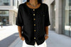 Crew-Neck 3/4 Sleeve Shirt with Metal Buttons – 7 Colors, S–3XL by FitiqueFit