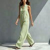 V-Neck Sleeveless Striped Loose Cropped Jumpsuit | 3 Colors S–3XL by FitiqueFit