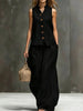 Women's Sleeveless Vest & Wide-Leg Pants Two-Piece Set – Cotton Linen by FitiqueFit