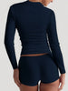 Square Neck Long Sleeve Top and Shorts Set