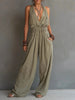 Women's V-Neck Halter Jumpsuit – Sleeveless Open Back Waist-Cinching by FitiqueFit
