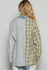 POL Raw Edge Plaid & Striped Open Front Cardigan