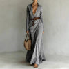 Women's Belted Irregular Pleated Dress by FitiqueFit